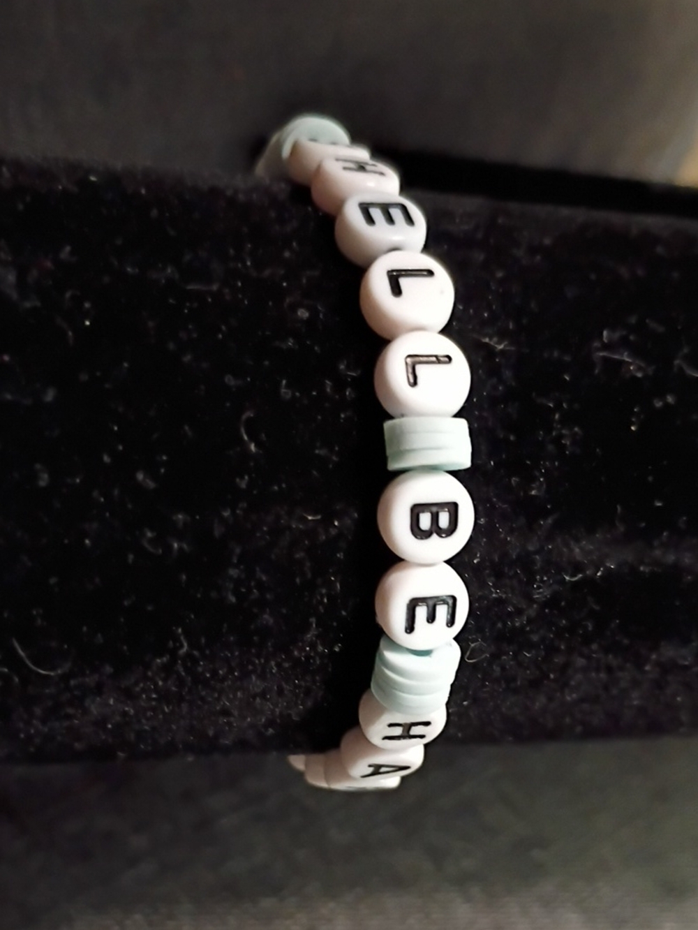 Personalized White and Mint Letter Bead Bracelet - Women Jewelry